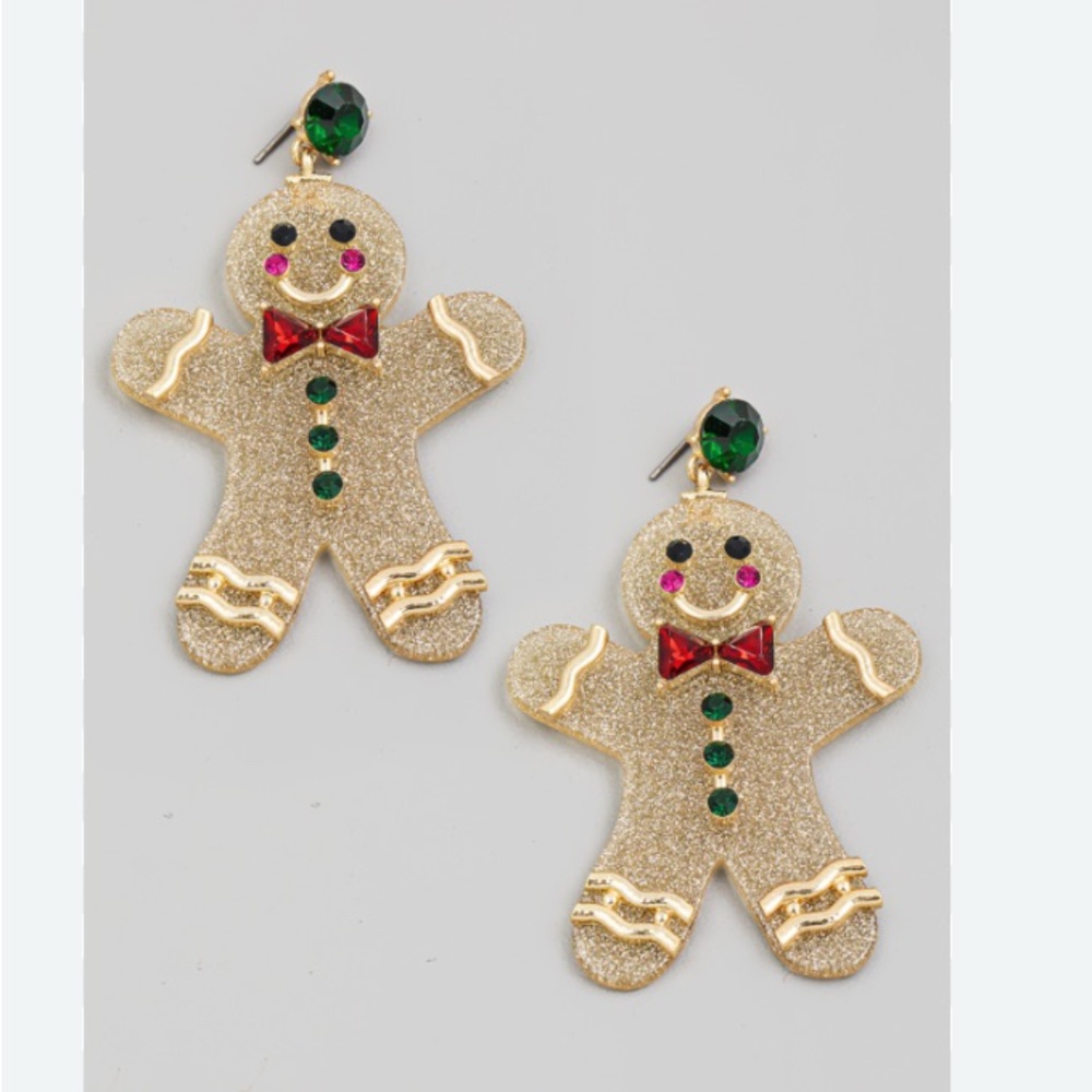 Glittery Gingerbread Man Earrings